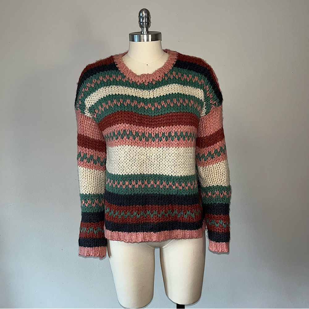 The Good Jane bright fall color block striped sweater XS/S